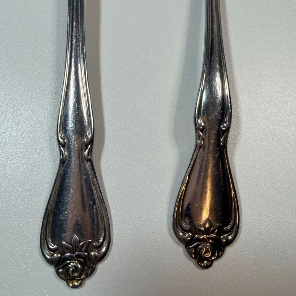 Oneida 1881 Rogers Baroque Rose Stainless Serving Set 4pc Fork Spoon Ladle Vtg